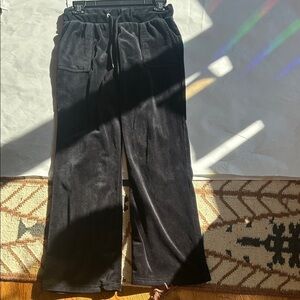 Bebe Black Velour wide leg low rise Y2K  Lounge Pants medium women’s bottoms